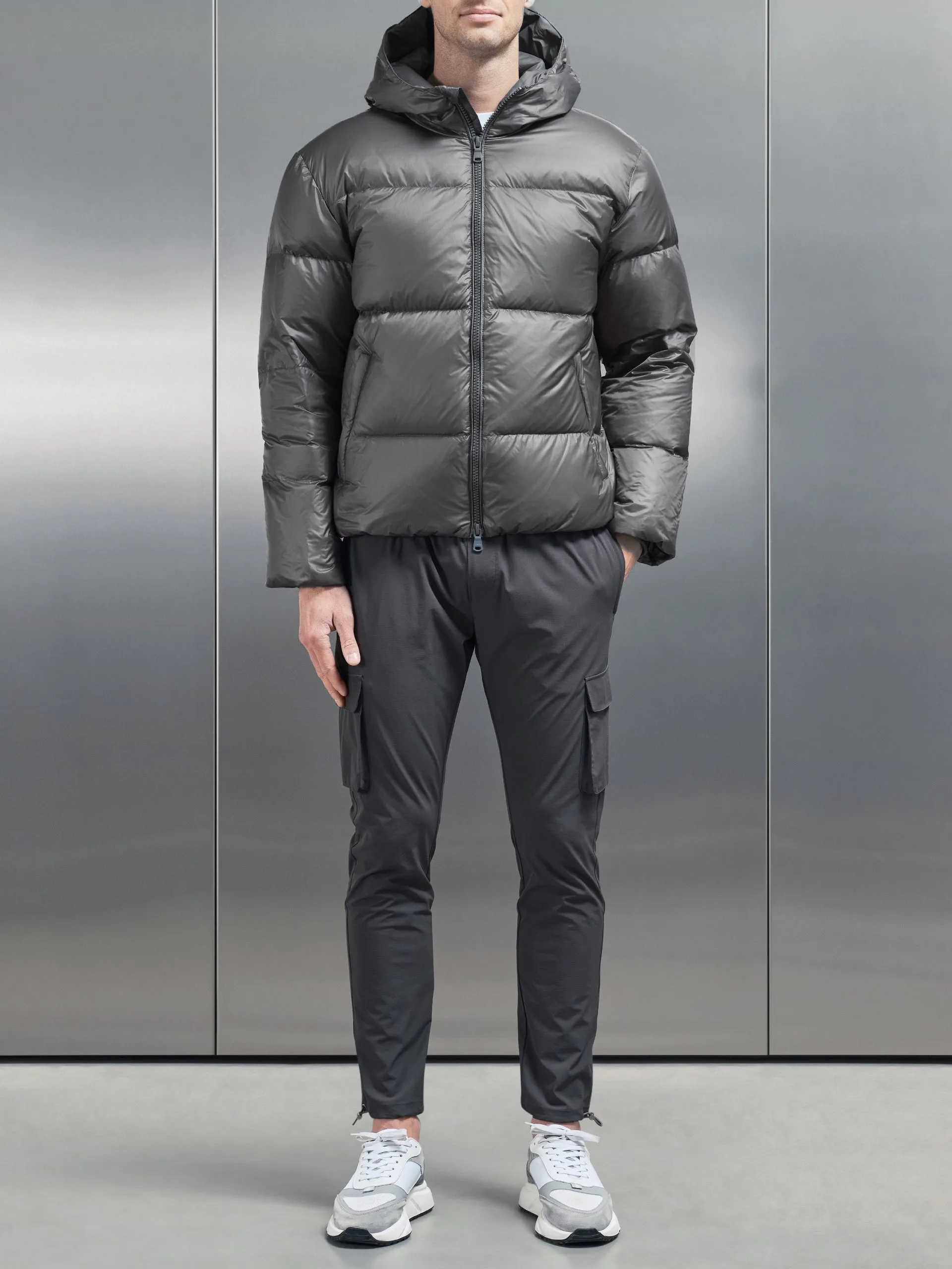 Quilted Down Jacket in Grey