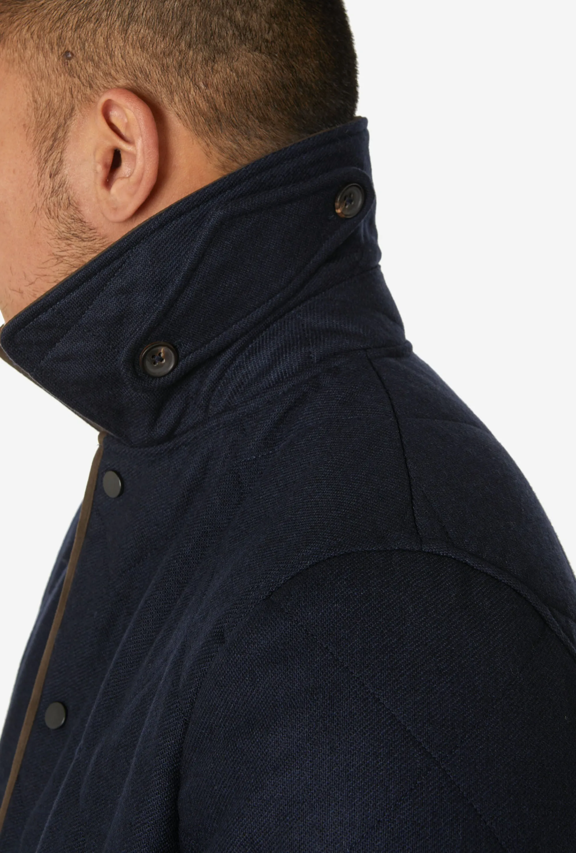 Quilted Jacket Technical Wool Navy