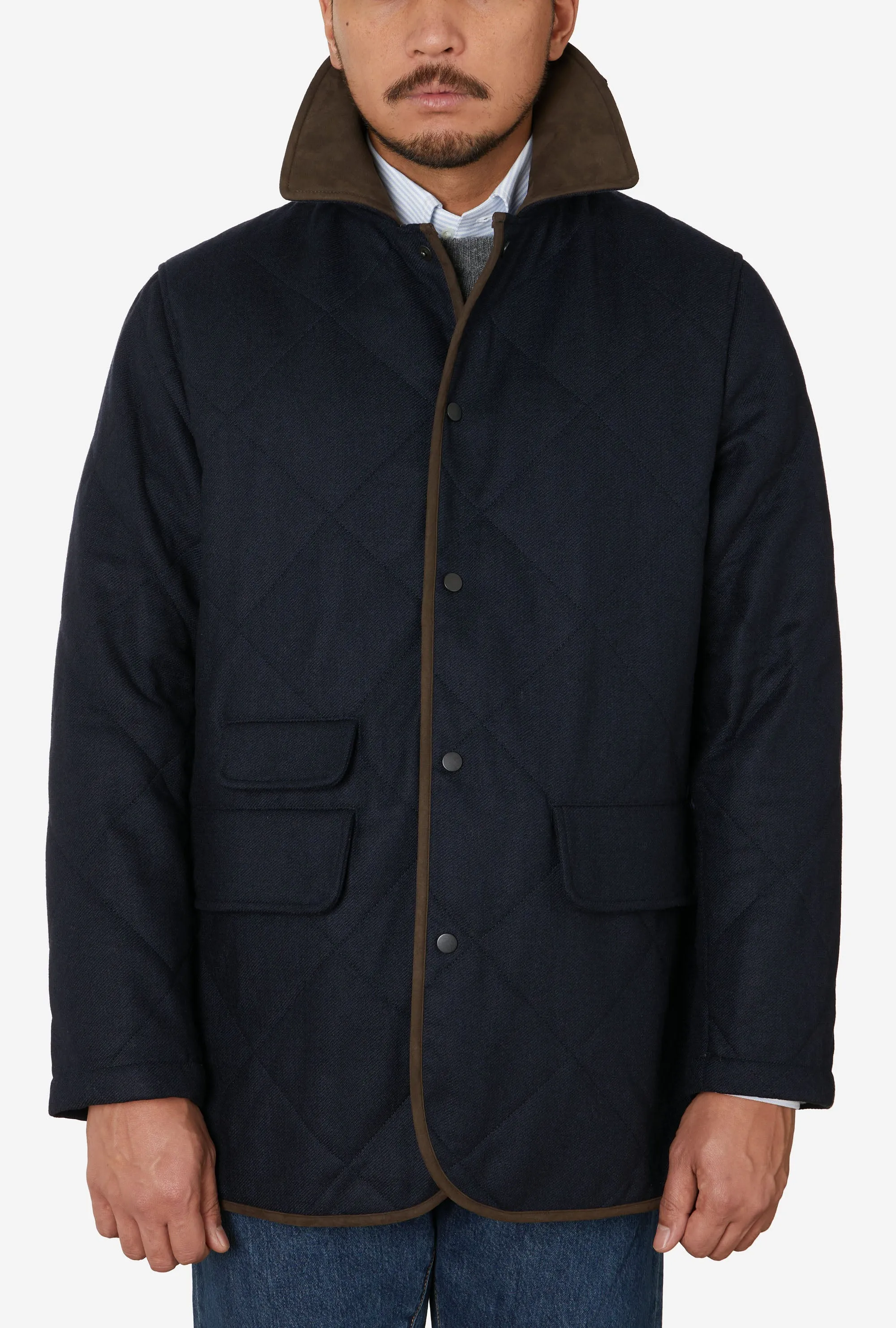 Quilted Jacket Technical Wool Navy