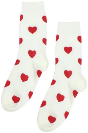 Red & Cream Heart Socks