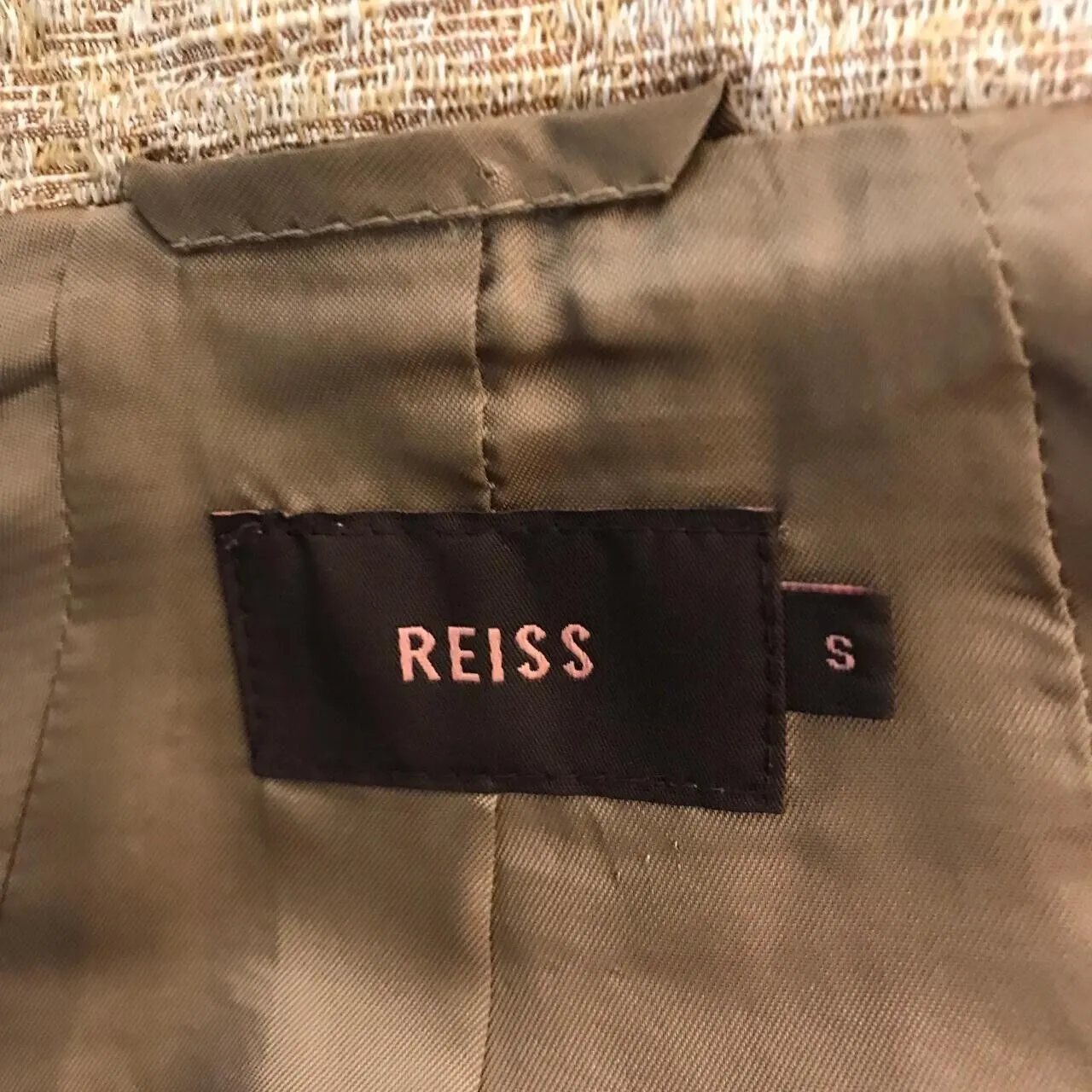 Reiss Cuba Gold Cotton Rich Short Box Jacket Size S UK 8/10 US 4/6 EU 36/38