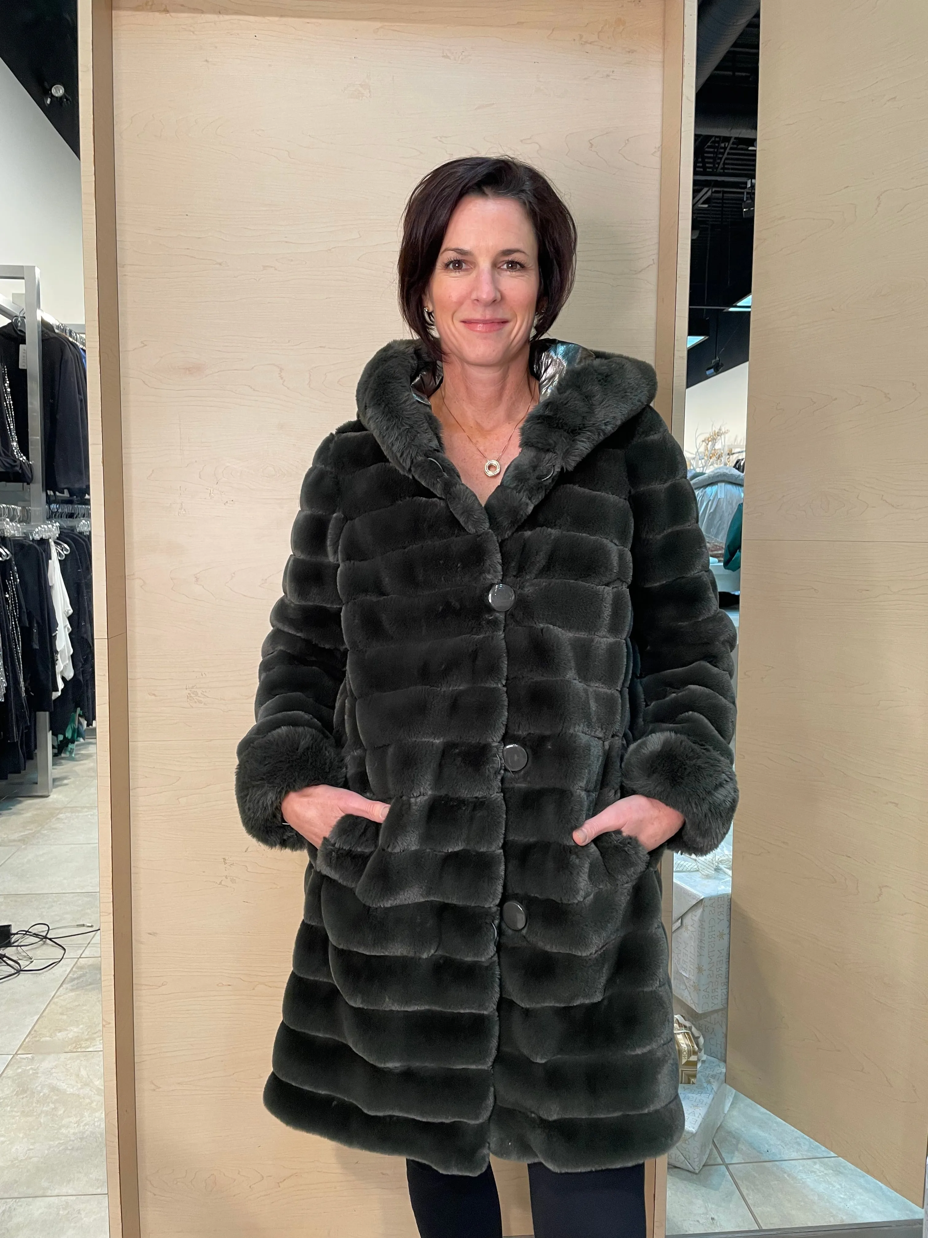 REVERSIBLE LUSTER FUR COAT