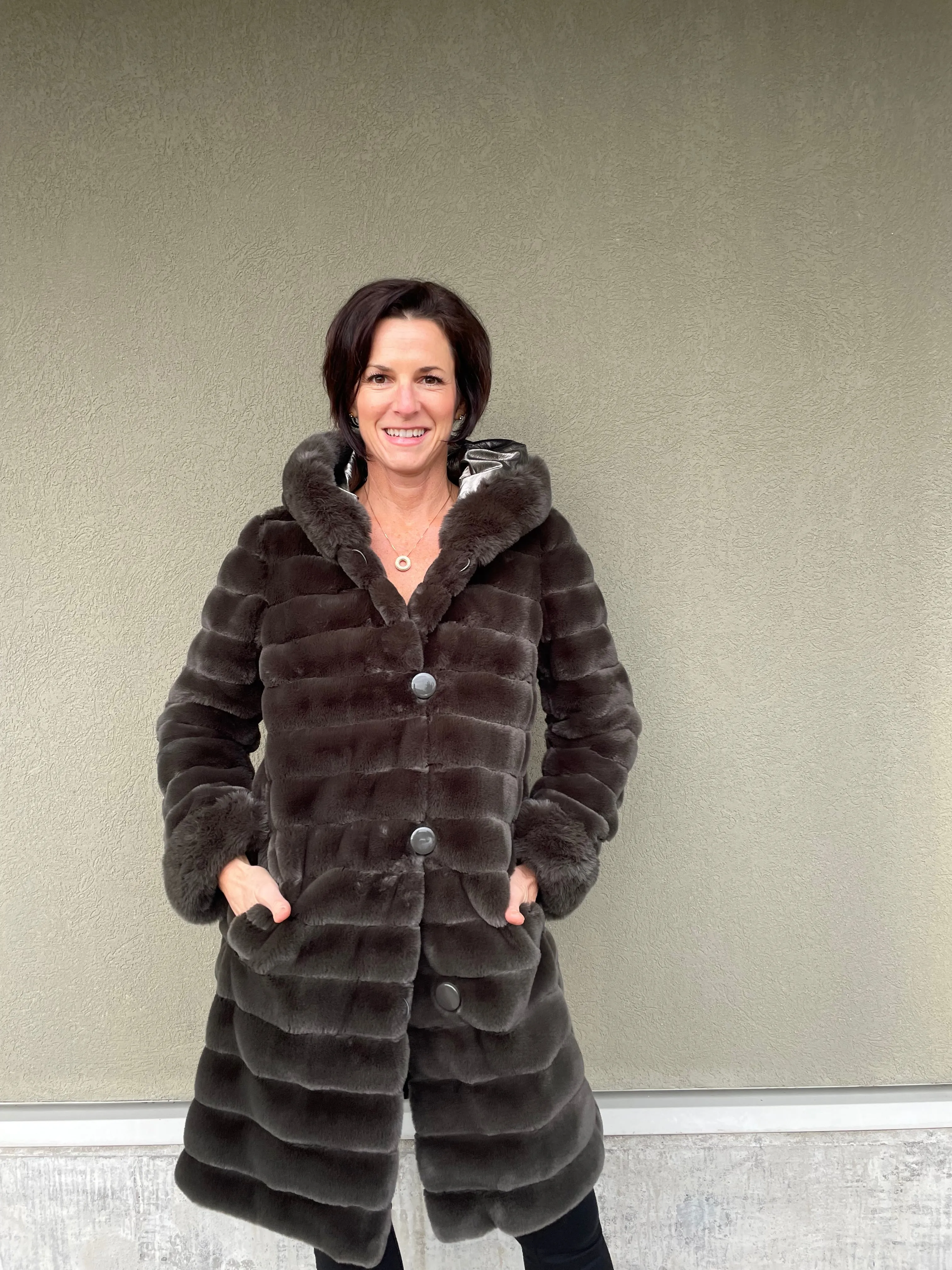 REVERSIBLE LUSTER FUR COAT