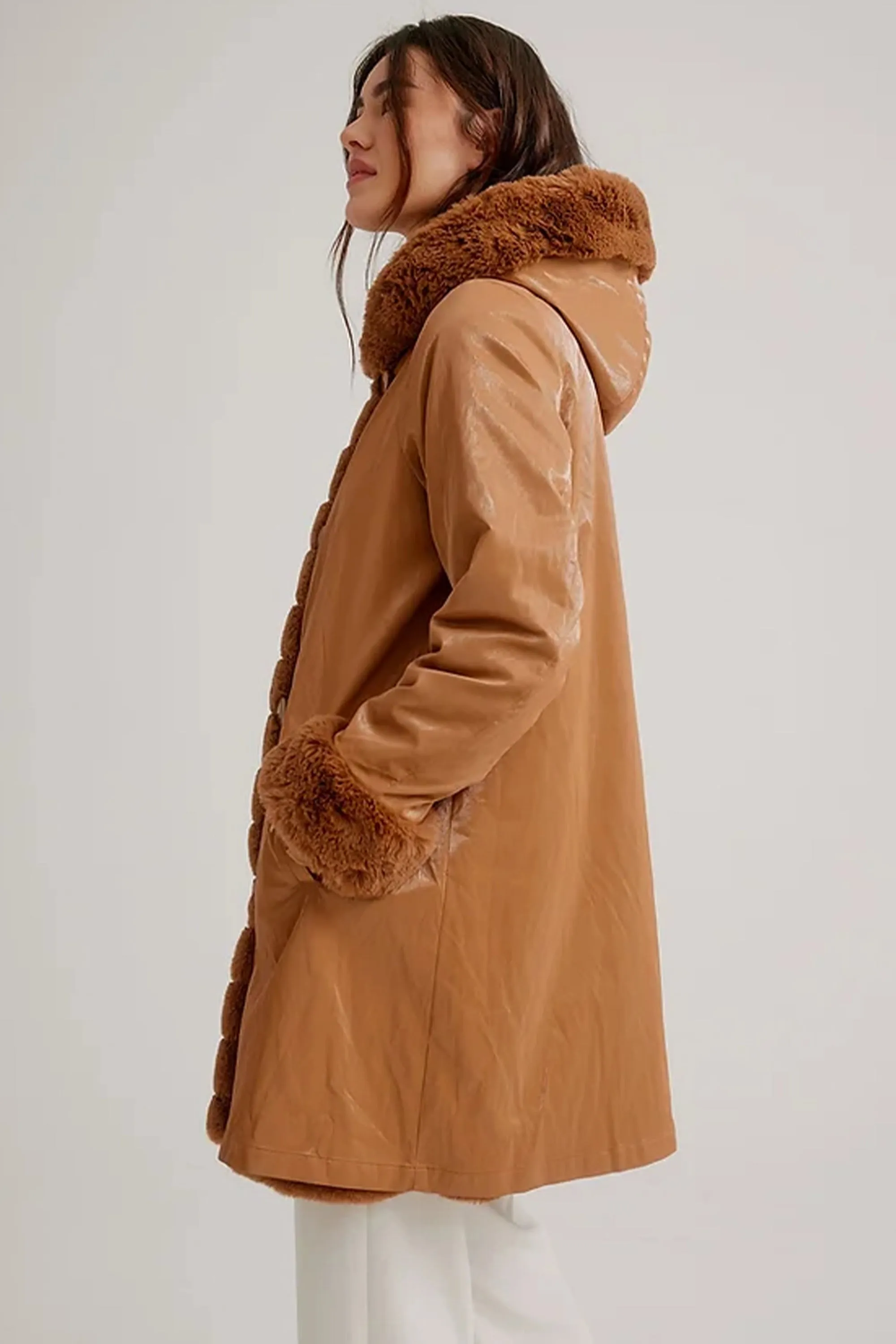 REVERSIBLE LUSTER FUR COAT