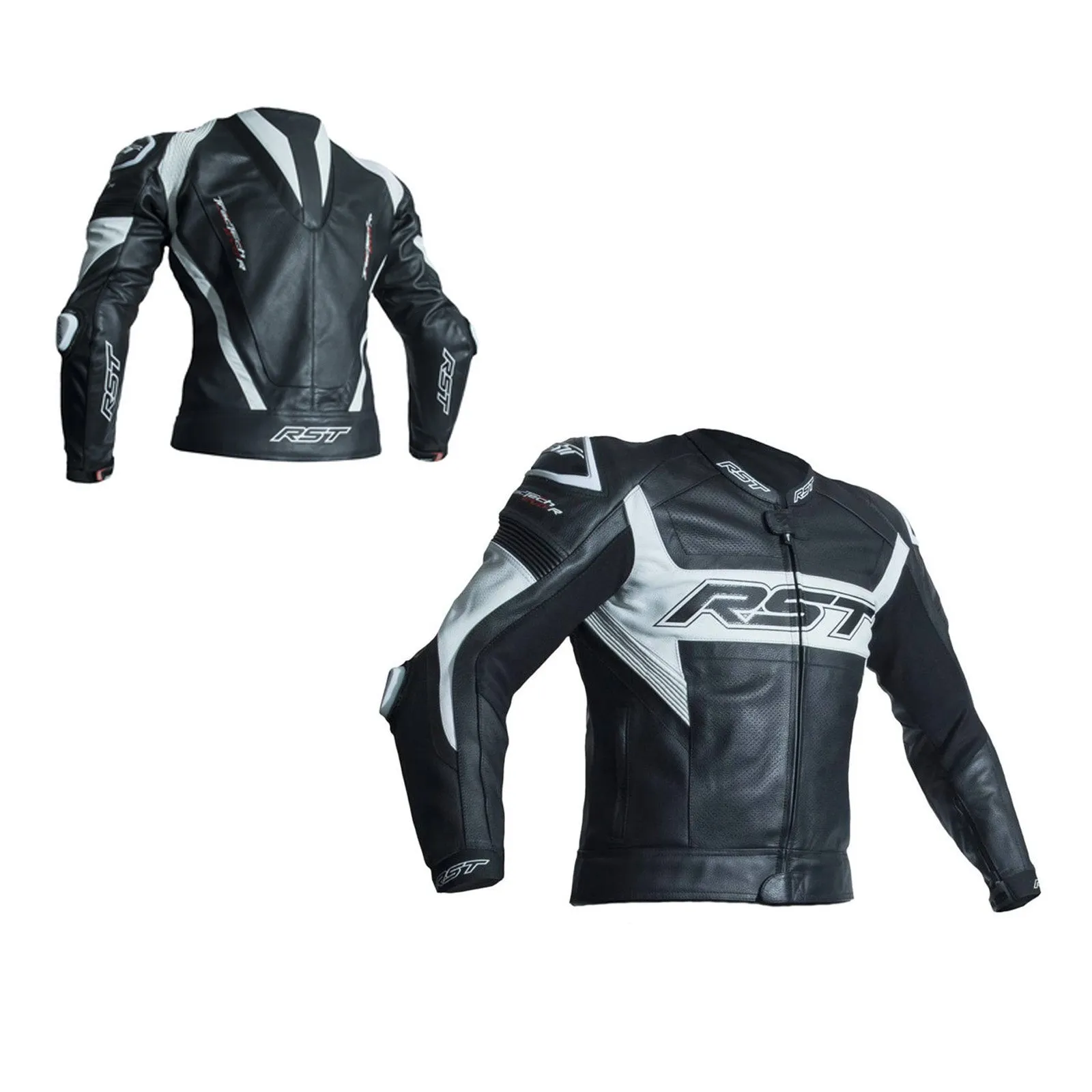 RST 102049 Tractech Evo R CE Leather Jacket - Black / White