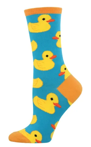 Rubber Ducky (Turquoise) Women's Crew Socks