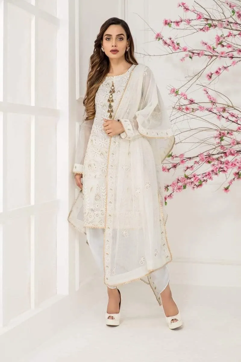 Sadia Aamir - White Daisy - SA-LP32 - Embroidery - 1 Piece