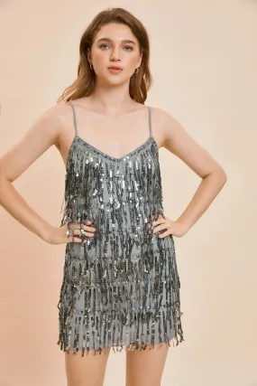 Sequin Tiered Sleeveless Party Mini Dress