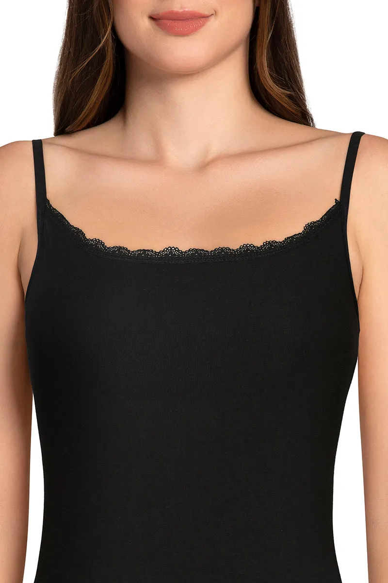 Shelf Support Straight Neck Sleeveless Camisole (Pack of 2) - Black_Hazelnut