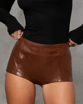 Shes It Micro Mini Leather Shorts