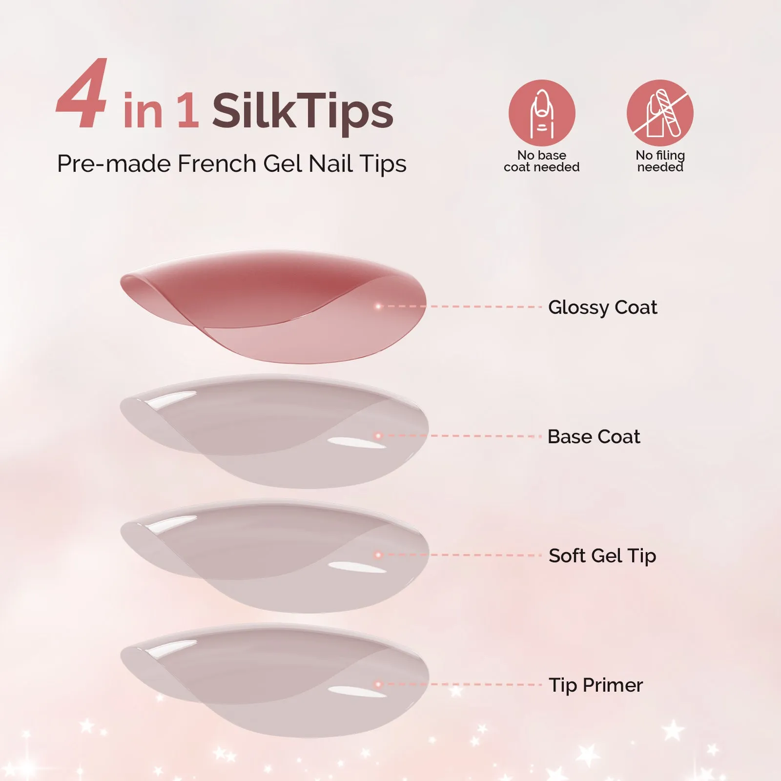 SilkTips 4 in 1 French Nail Tips - 150Pcs (US ONLY)