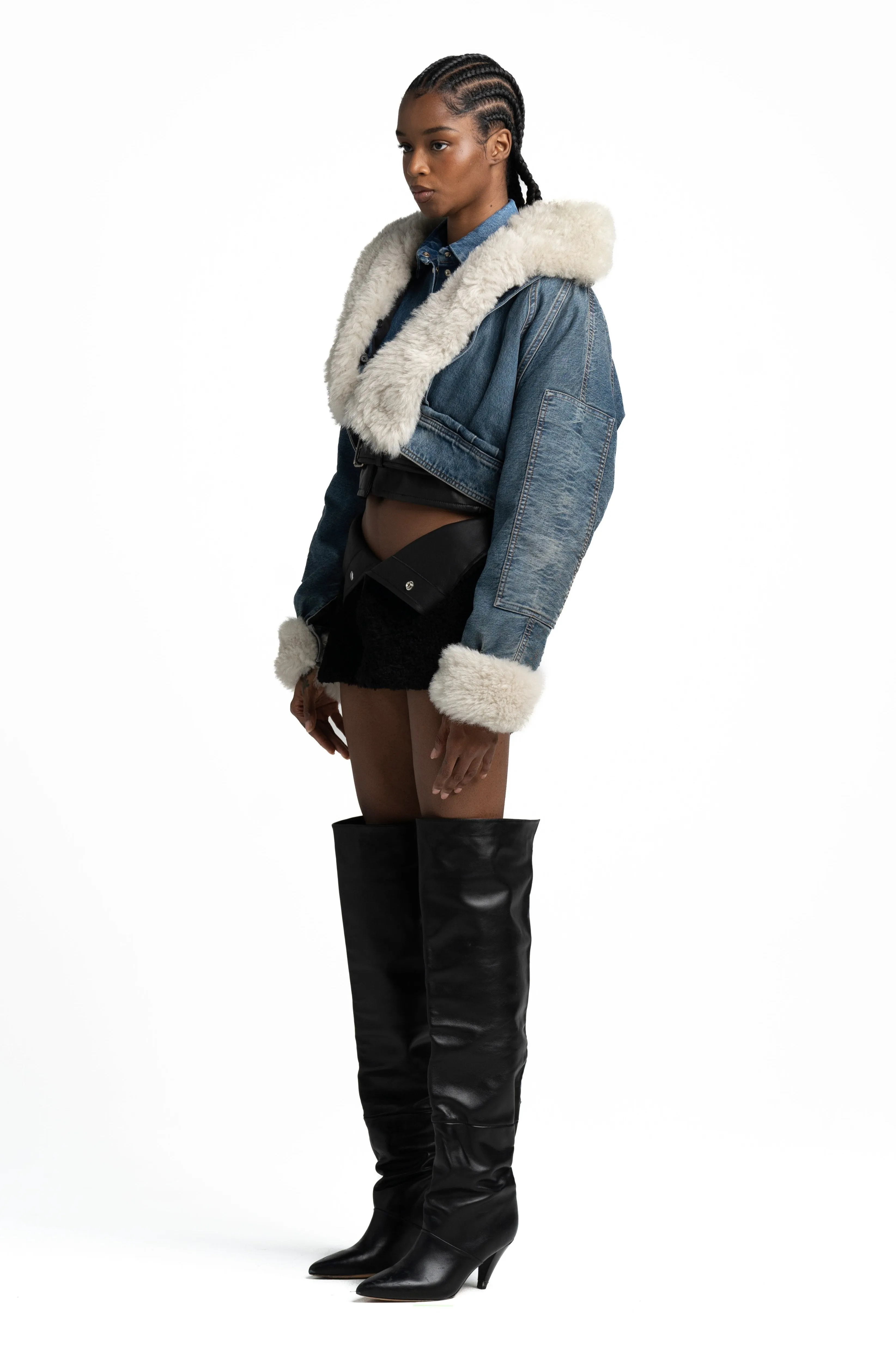 SMV X IRO DENIM SHEARLING JACKET