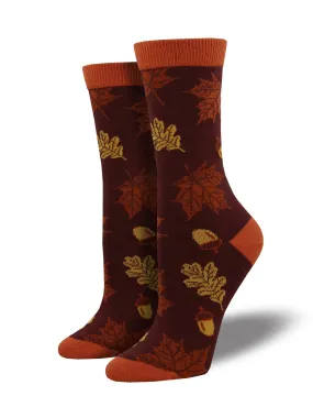 SockSmith Bamboo Women Crew Autumn Leaves Auburn