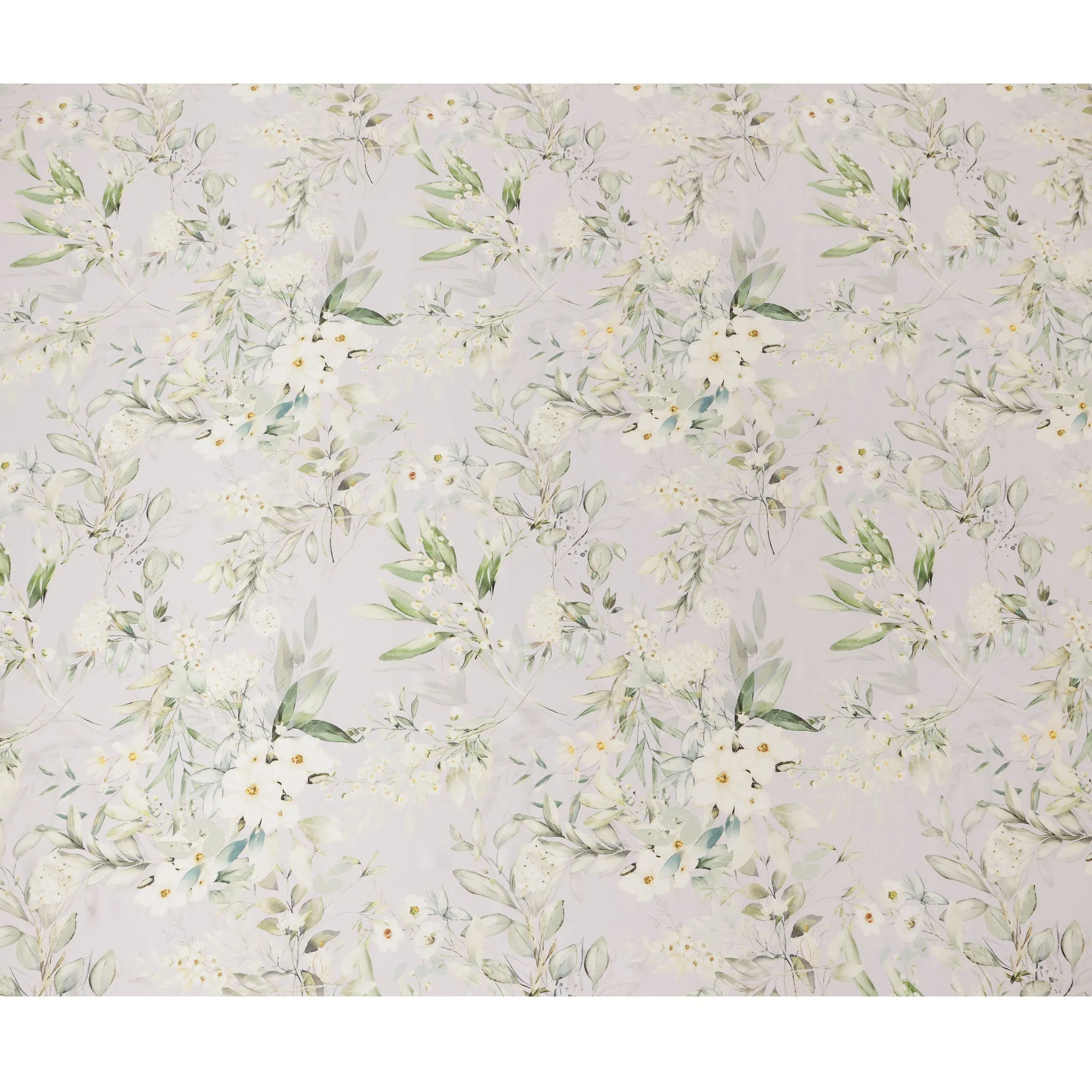 Soft Ivory Green Floral Pure Silk Satin Fabric - 140 cm Width, Made in Italy-D20730