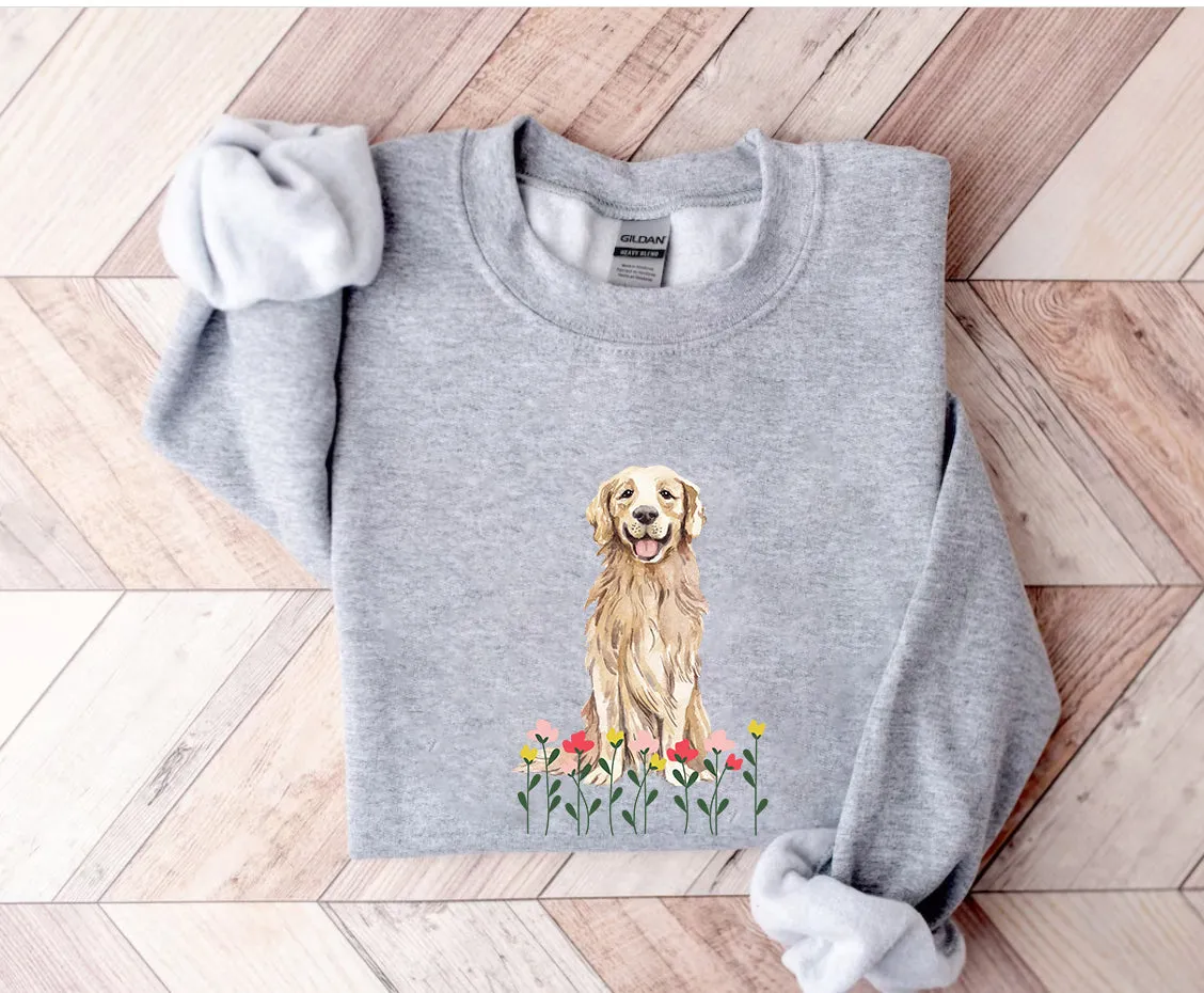 Spring flower Golden Retriever Sweatshirt, Dog mom Shirt