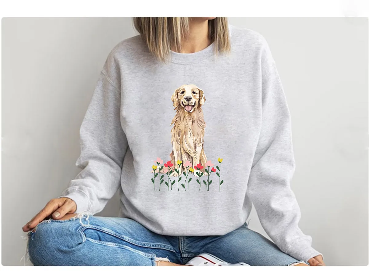 Spring flower Golden Retriever Sweatshirt, Dog mom Shirt