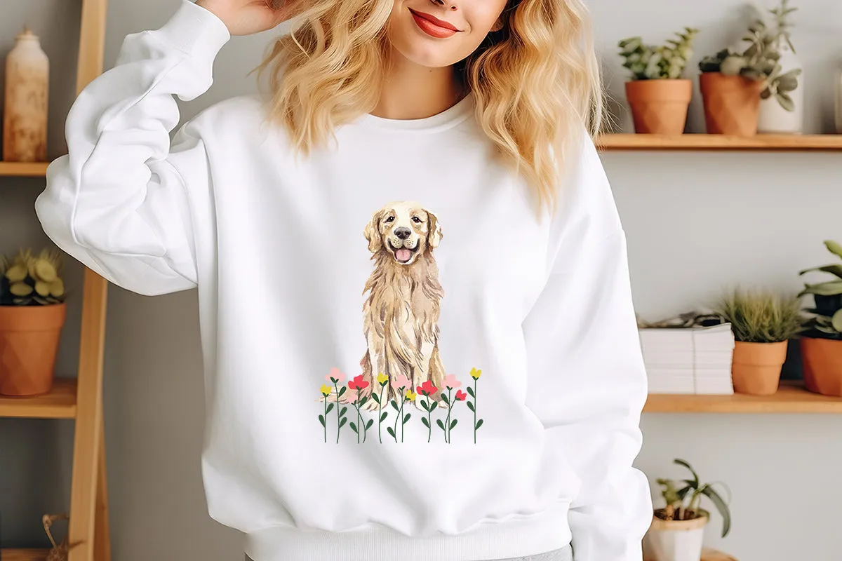 Spring flower Golden Retriever Sweatshirt, Dog mom Shirt