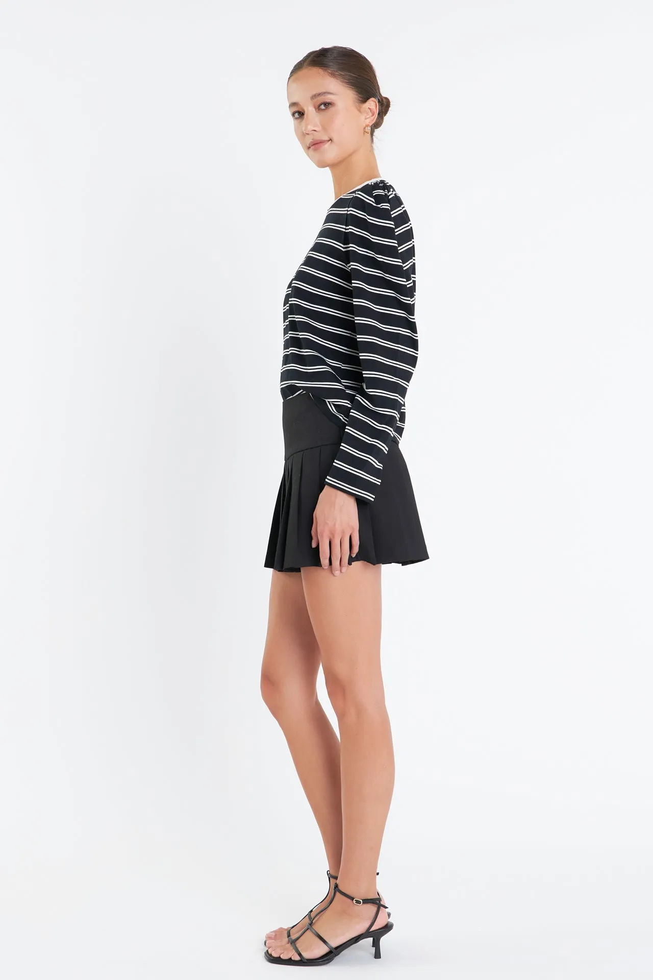 Striped Puff Sleeves Top