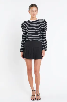 Striped Puff Sleeves Top