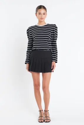 Striped Puff Sleeves Top