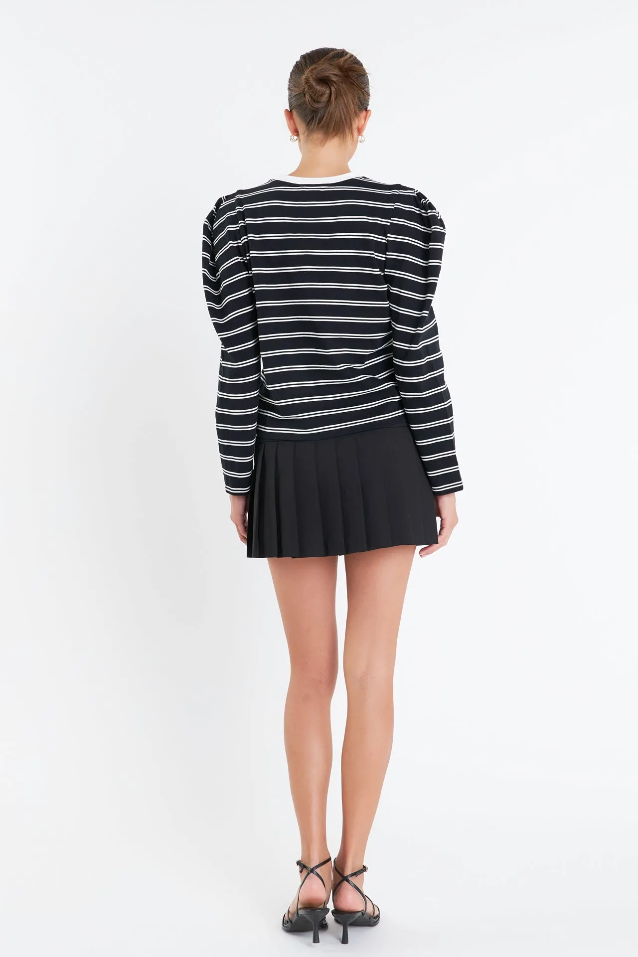 Striped Puff Sleeves Top