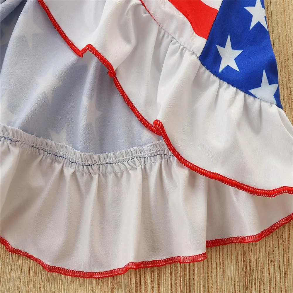 Summer Girls Cute Star Dress Independence Day Slip Dress Wholesale Girls Dress