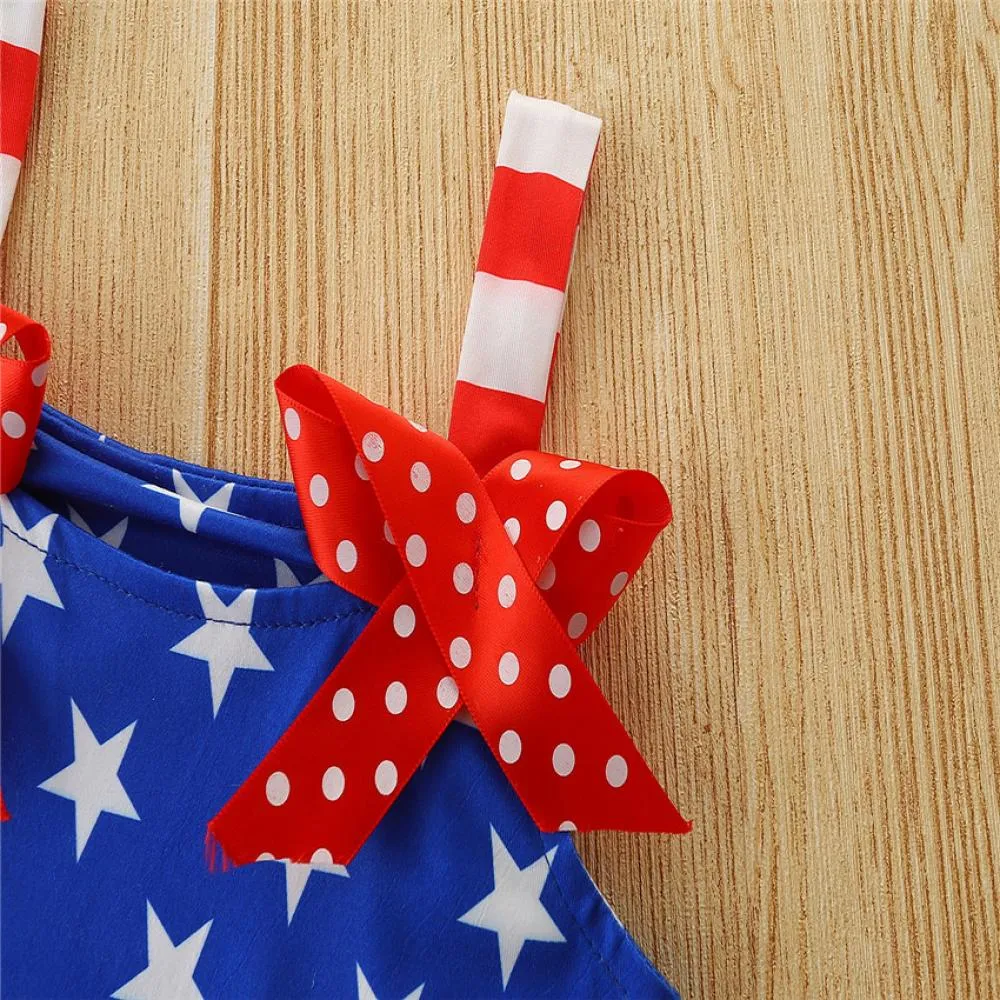 Summer Girls Cute Star Dress Independence Day Slip Dress Wholesale Girls Dress