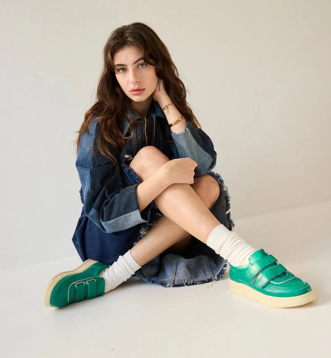 Super Journey Leather Velcro Sneaker | Jade