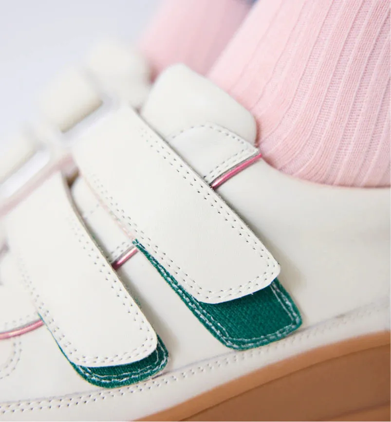 Super Journey Leather Velcro Trainer | Milk