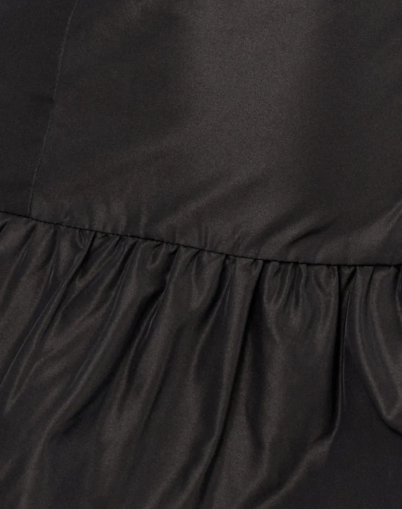 Tanaka Mini Dress in Taffeta Black