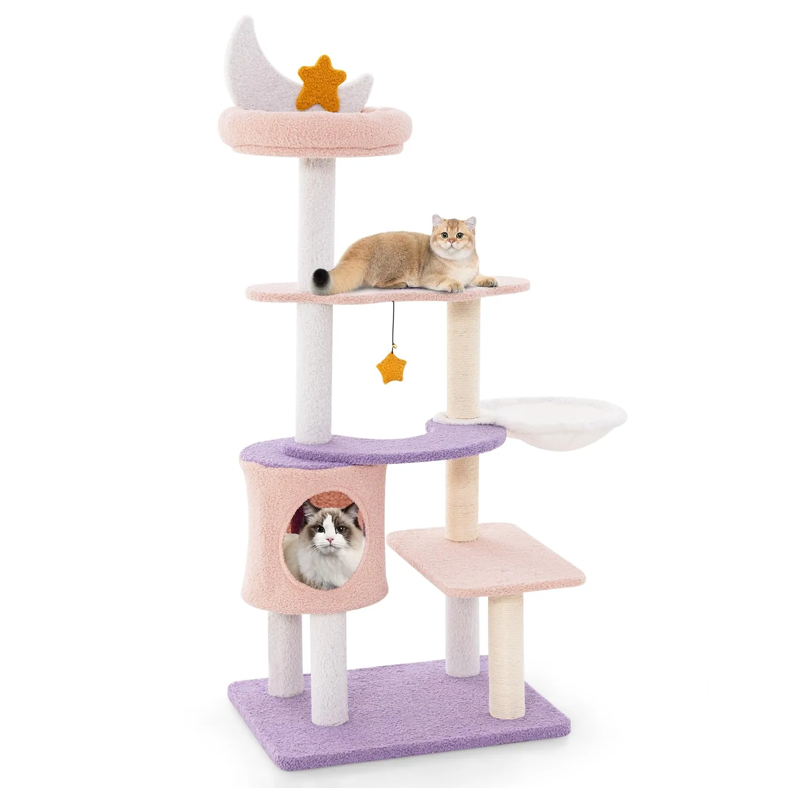 Tangkula Cat Tree Tower, 55 Inch Multi-level Cat Tower with Cat Condo, Sisal Scratching Posts