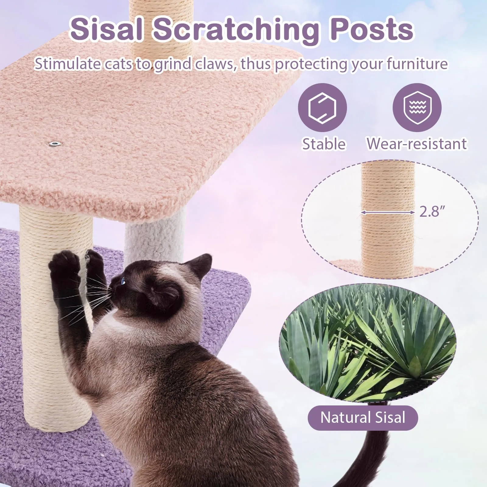 Tangkula Cat Tree Tower, 55 Inch Multi-level Cat Tower with Cat Condo, Sisal Scratching Posts