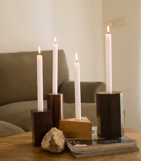 Teak Geometry Candleholders