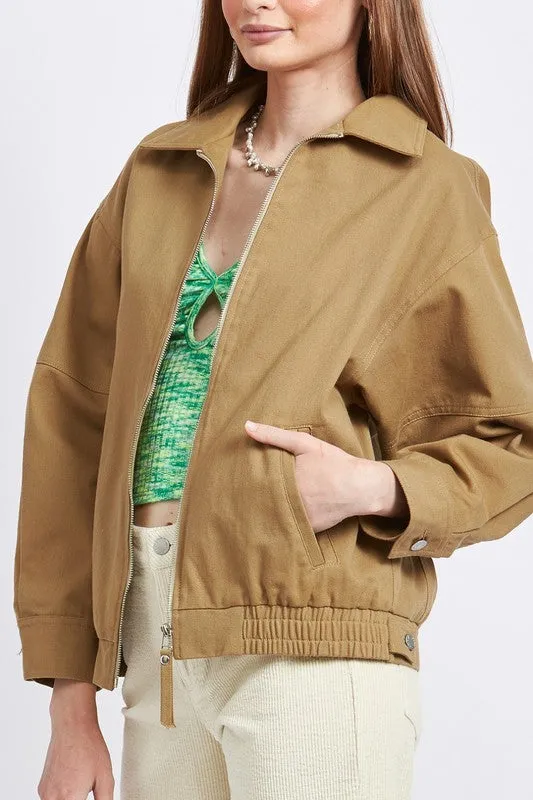 TEEK - KHAKI COLLARED OVERSIZED JACKET