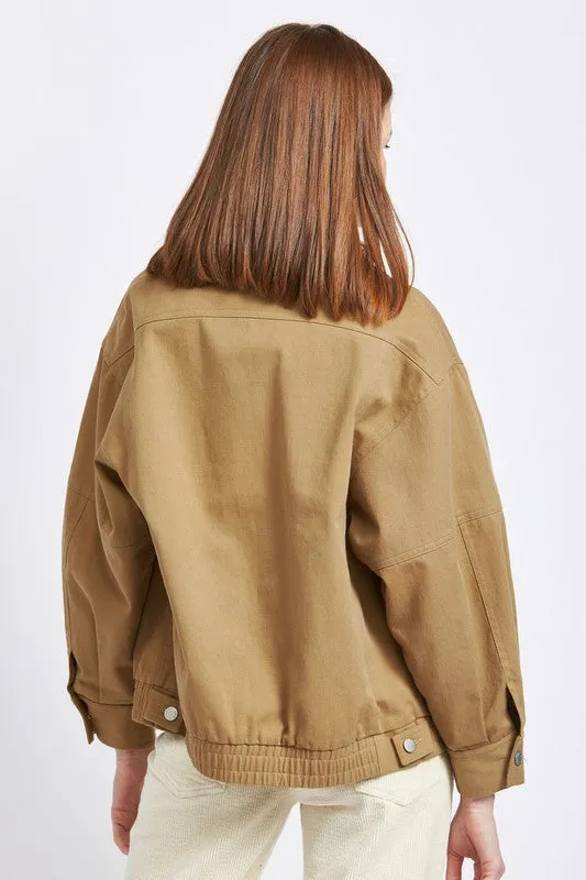 TEEK - KHAKI COLLARED OVERSIZED JACKET