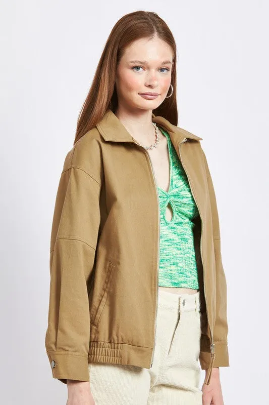 TEEK - KHAKI COLLARED OVERSIZED JACKET