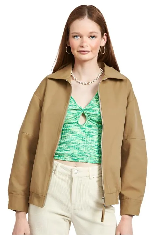 TEEK - KHAKI COLLARED OVERSIZED JACKET