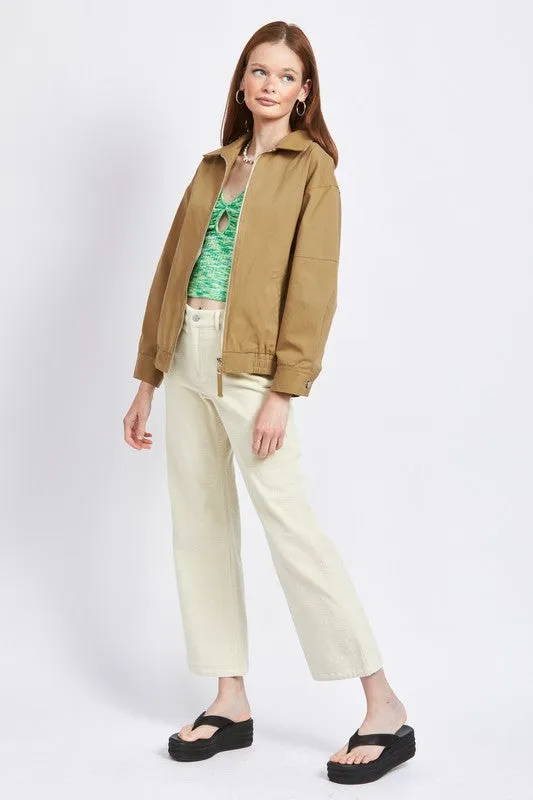 TEEK - KHAKI COLLARED OVERSIZED JACKET