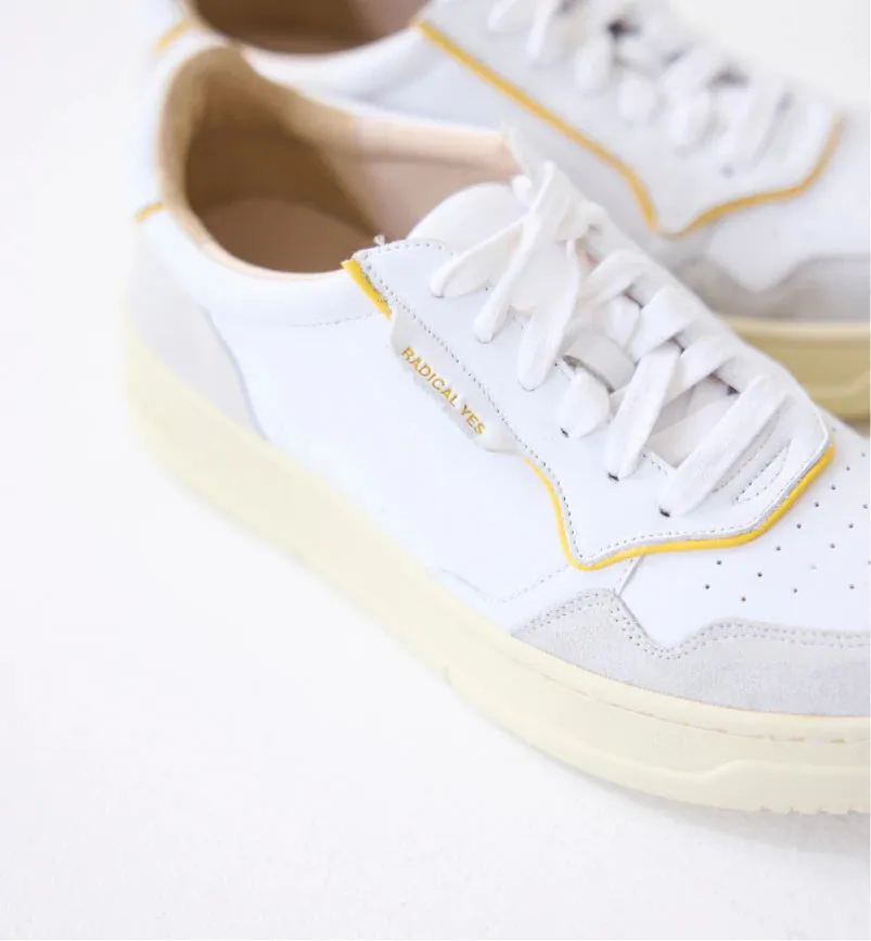 The Supermodel Lace Up Trainer | White and 90's Yellow