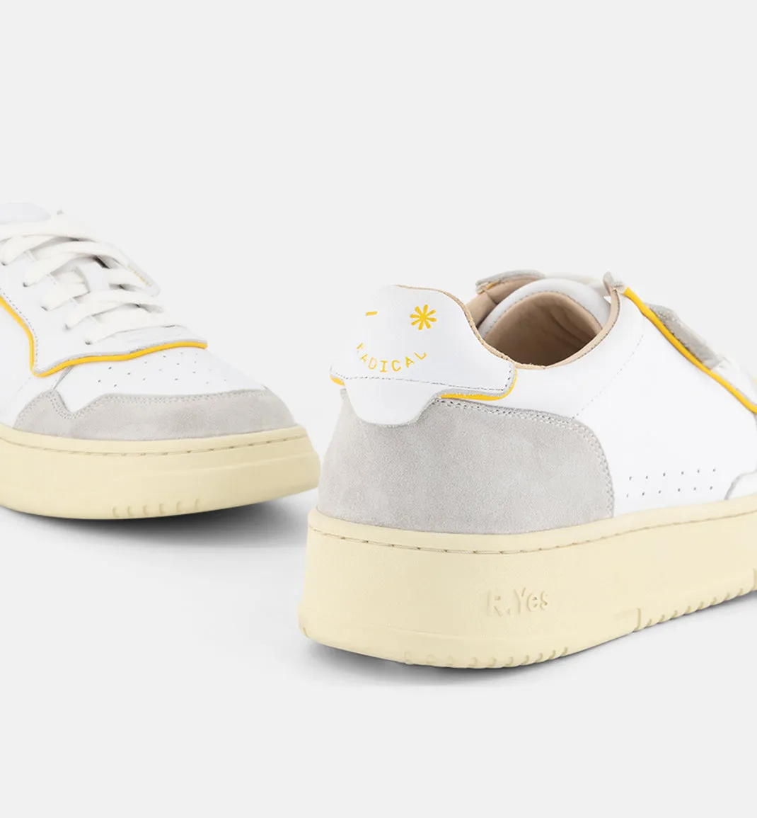 The Supermodel Lace Up Trainer | White and 90's Yellow