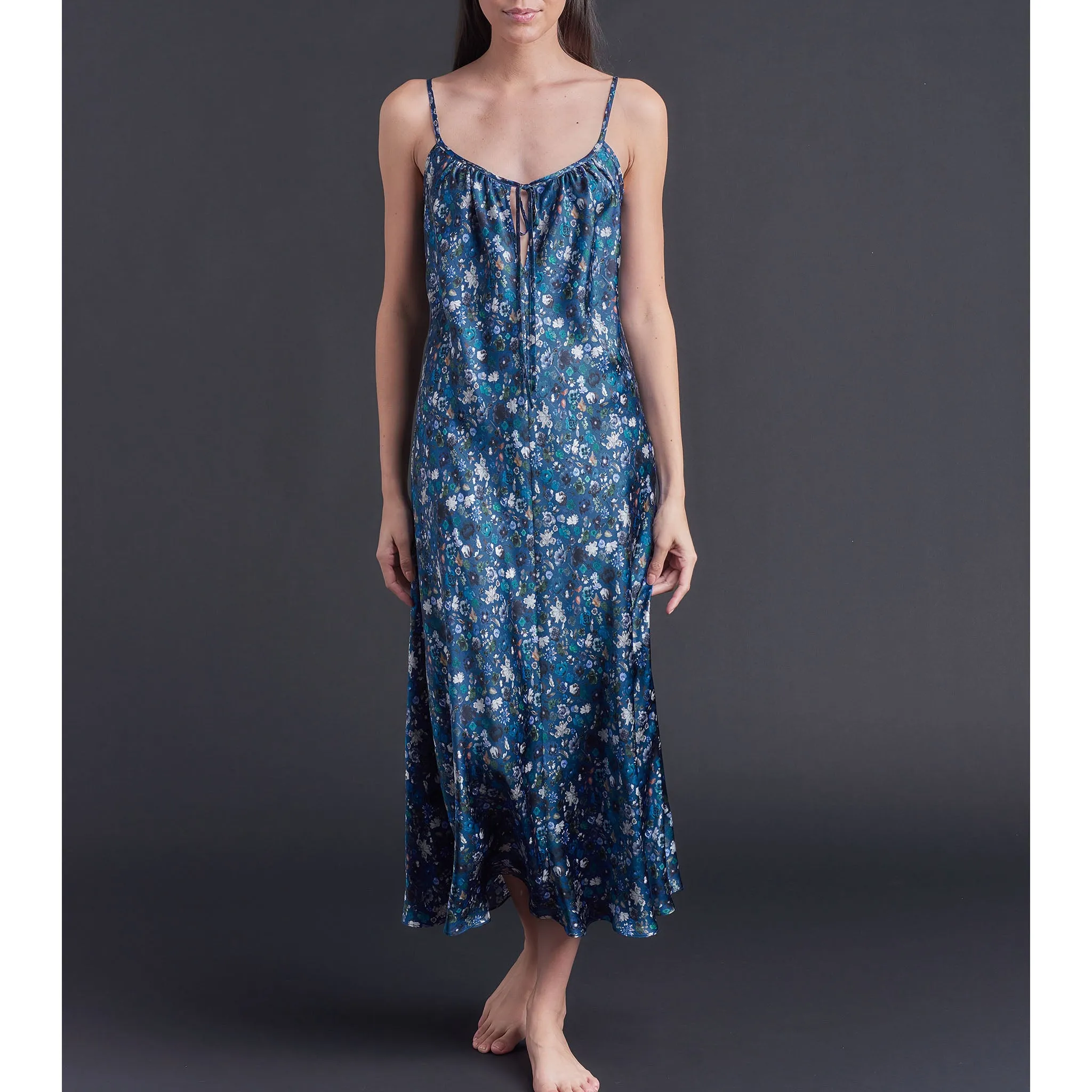 Thea Paneled Slip Dress in Floral Edit Liberty Print Silk Satin