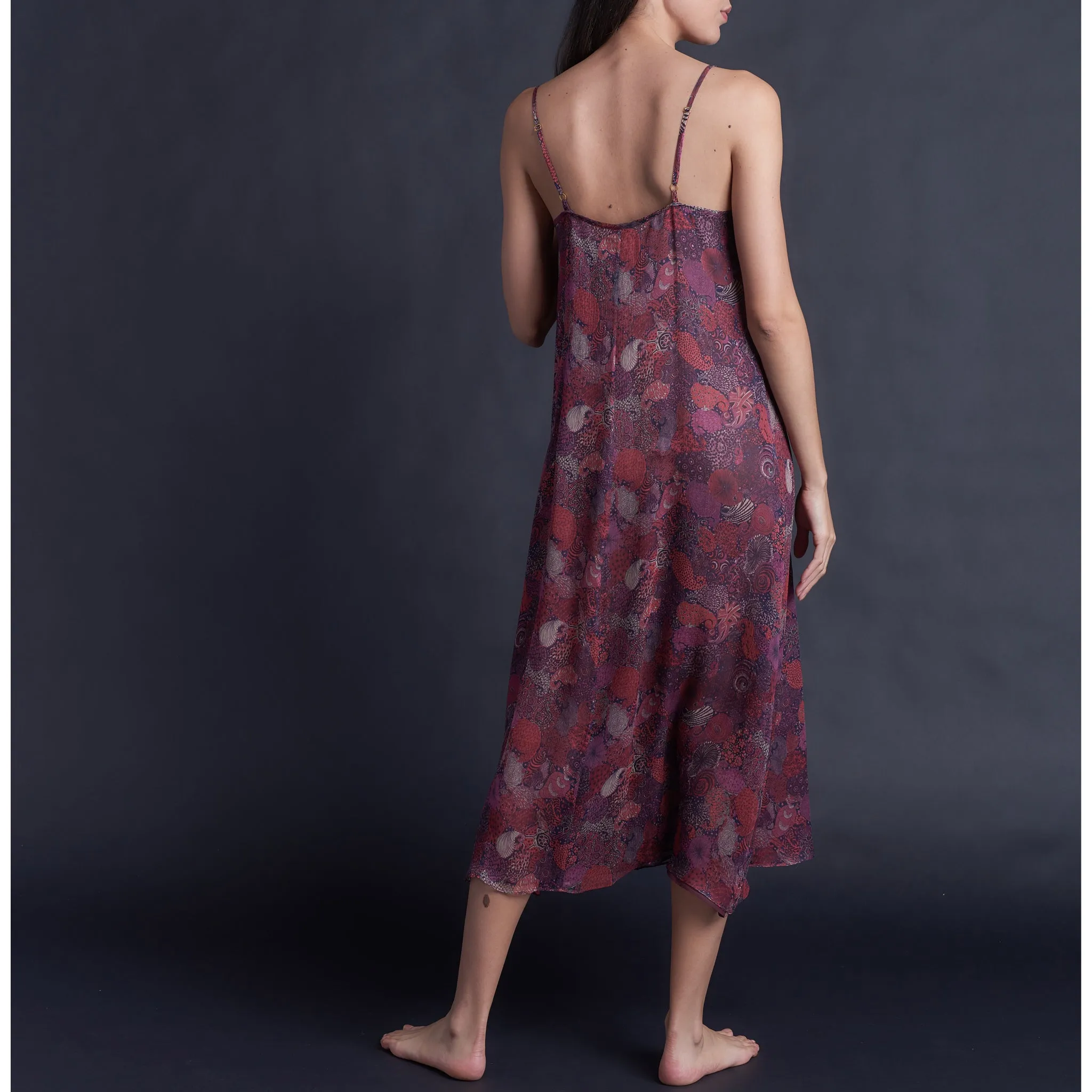 Thea Paneled Slip Dress in Liberty Silk Chiffon Midnight