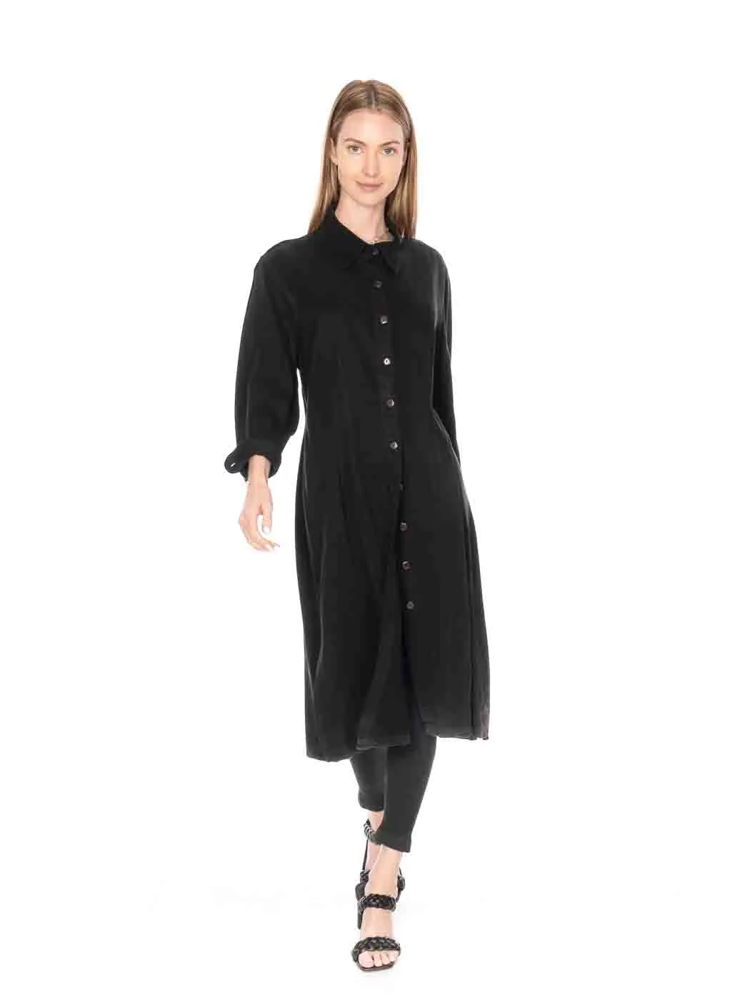 Tianello TENCEL™ "Harvard Twill" Long Duster "Daphne" Shirt Dress