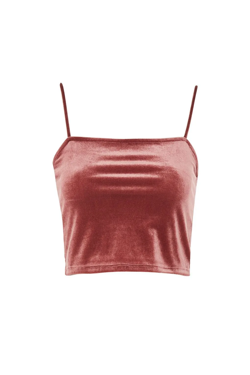 Topshop Tall Womens Tall Velvet Square Neck Camisole Pink Top