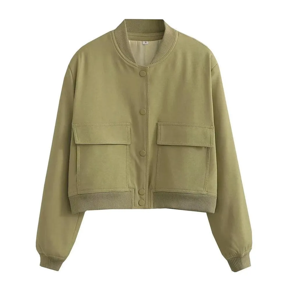 TRAF Women Vintage Bomber Jacket: Stylish Outerwear for Any Occasion