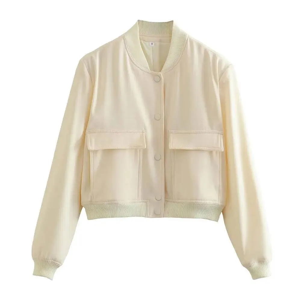 TRAF Women Vintage Bomber Jacket: Stylish Outerwear for Any Occasion