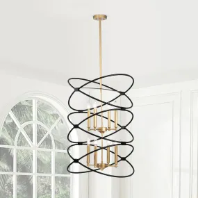 Transitional Gold/Matte Black Metal Chandelier Fixture, 8 lights, 2-Tier-Candle Ceiling Light for Living Room, Bedroom, Dining Room, Dimmable