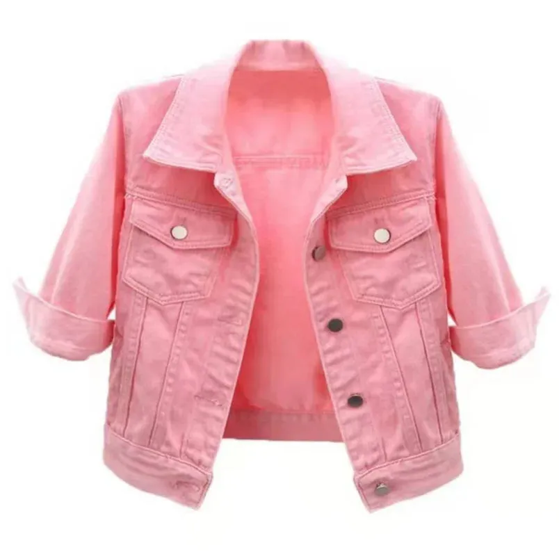 Trendy Denim Half Sleeve Crop Jacket