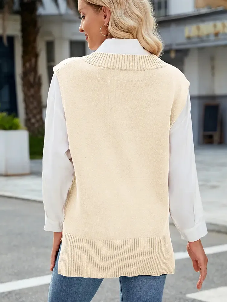 V-Neck Slim Knit Vest