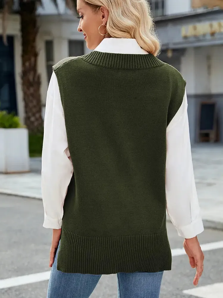 V-Neck Slim Knit Vest